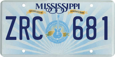 MS license plate ZRC681