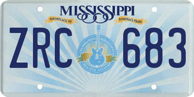 MS license plate ZRC683