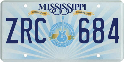 MS license plate ZRC684