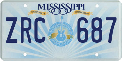MS license plate ZRC687
