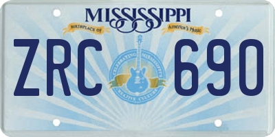 MS license plate ZRC690