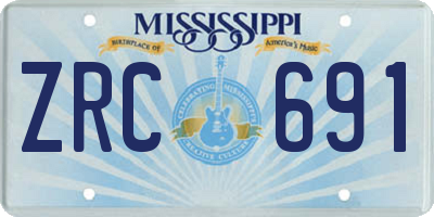 MS license plate ZRC691