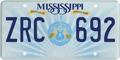 MS license plate ZRC692