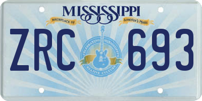 MS license plate ZRC693