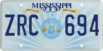 MS license plate ZRC694