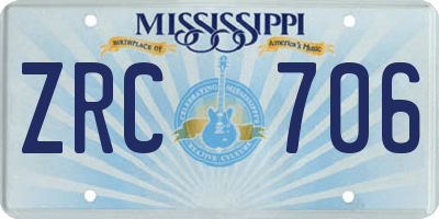 MS license plate ZRC706