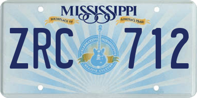 MS license plate ZRC712