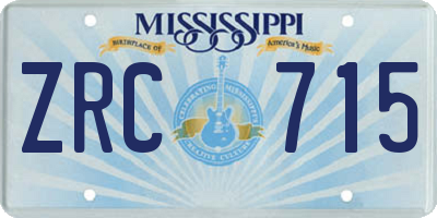 MS license plate ZRC715