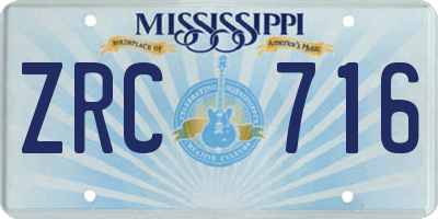 MS license plate ZRC716