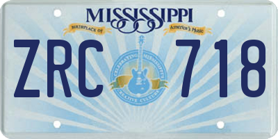 MS license plate ZRC718