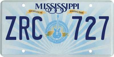 MS license plate ZRC727