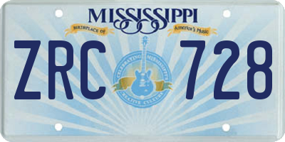 MS license plate ZRC728