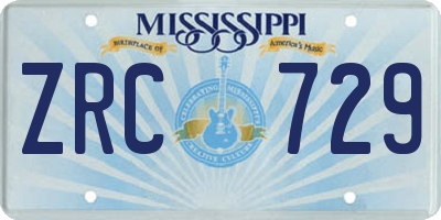MS license plate ZRC729