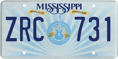 MS license plate ZRC731