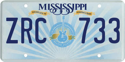 MS license plate ZRC733