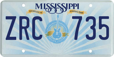 MS license plate ZRC735