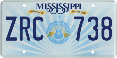 MS license plate ZRC738