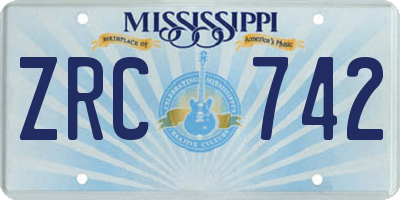 MS license plate ZRC742