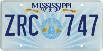 MS license plate ZRC747