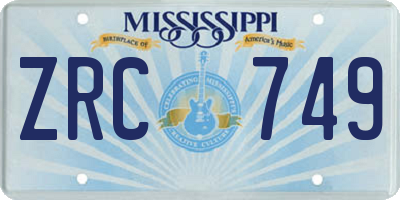 MS license plate ZRC749