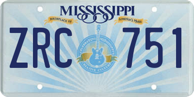 MS license plate ZRC751