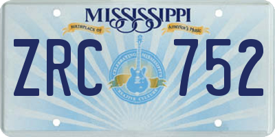 MS license plate ZRC752