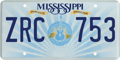 MS license plate ZRC753