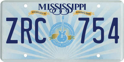 MS license plate ZRC754