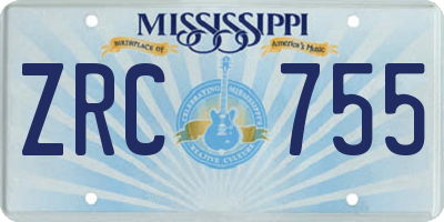MS license plate ZRC755