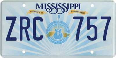 MS license plate ZRC757