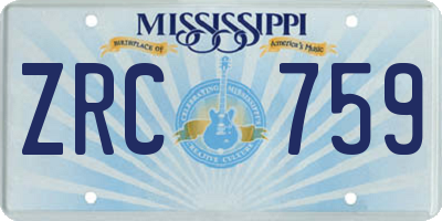 MS license plate ZRC759
