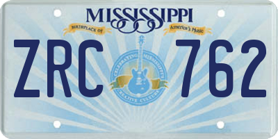 MS license plate ZRC762