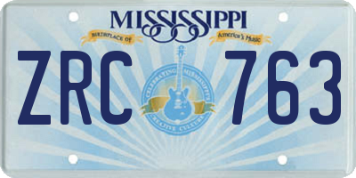 MS license plate ZRC763