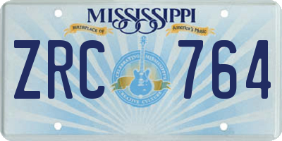 MS license plate ZRC764