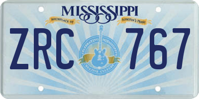 MS license plate ZRC767