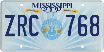MS license plate ZRC768