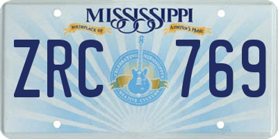 MS license plate ZRC769