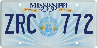 MS license plate ZRC772