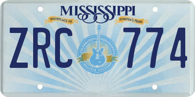 MS license plate ZRC774