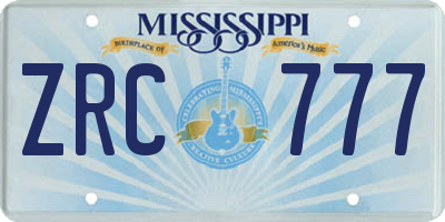 MS license plate ZRC777