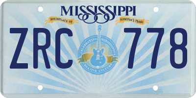 MS license plate ZRC778
