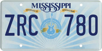 MS license plate ZRC780