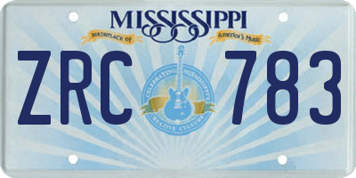 MS license plate ZRC783