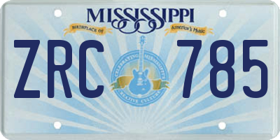 MS license plate ZRC785