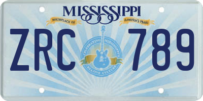 MS license plate ZRC789