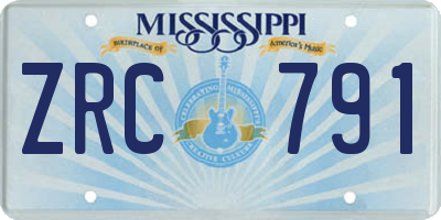 MS license plate ZRC791