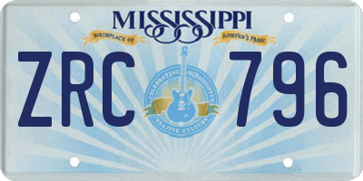 MS license plate ZRC796