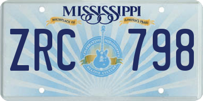 MS license plate ZRC798