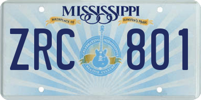 MS license plate ZRC801
