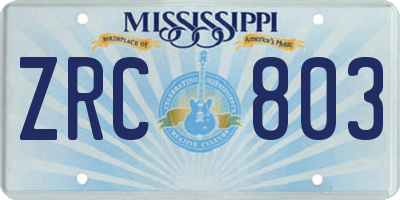 MS license plate ZRC803